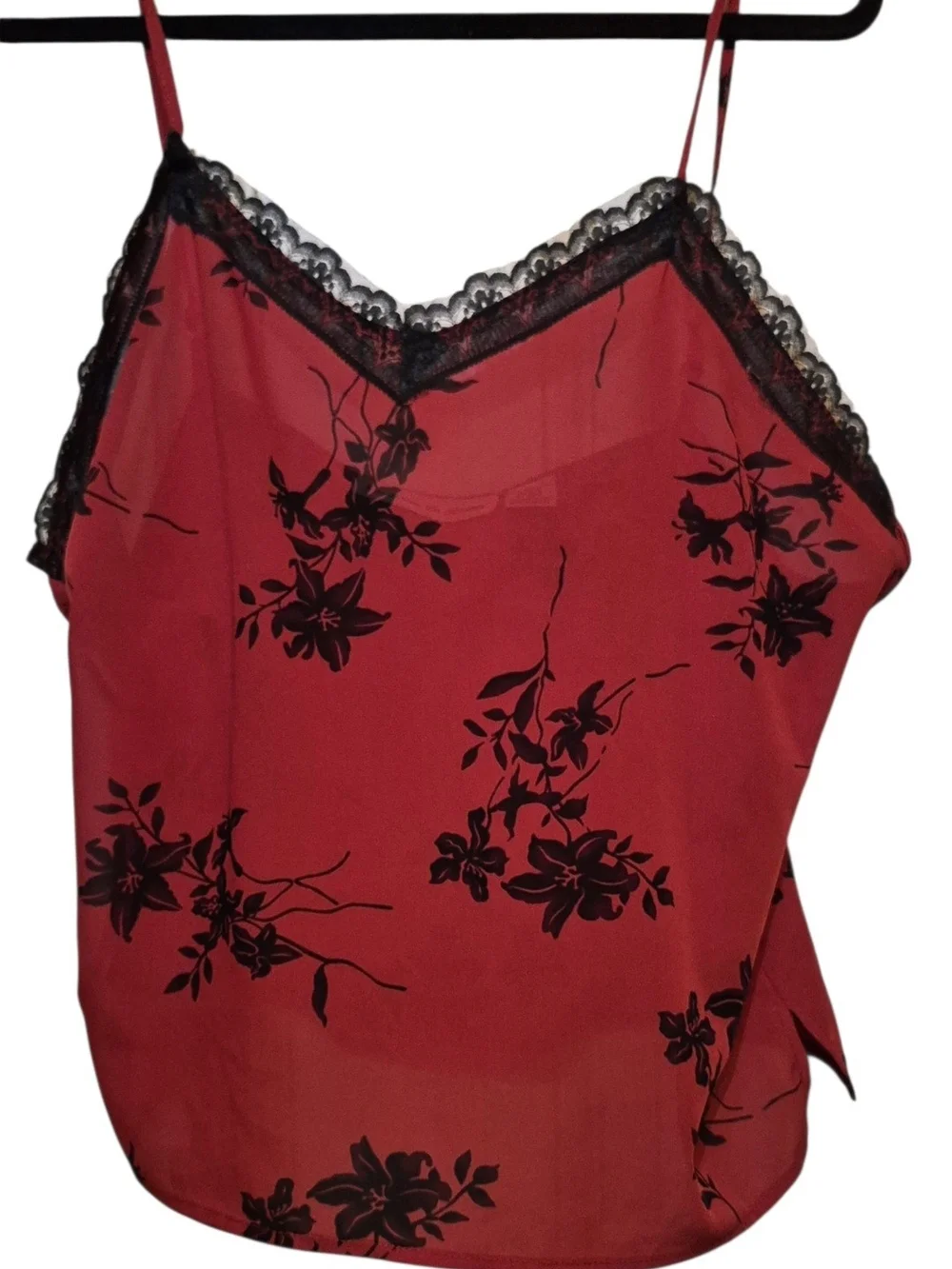 Women's Red Floral Lace-Trim Sleep Set